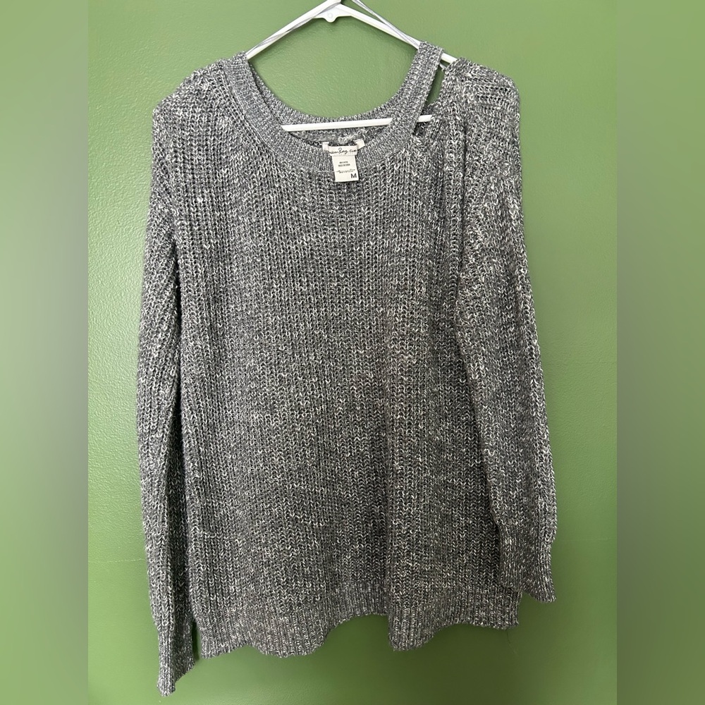 Gray Women's Sweater With Peekaboo Shoulder